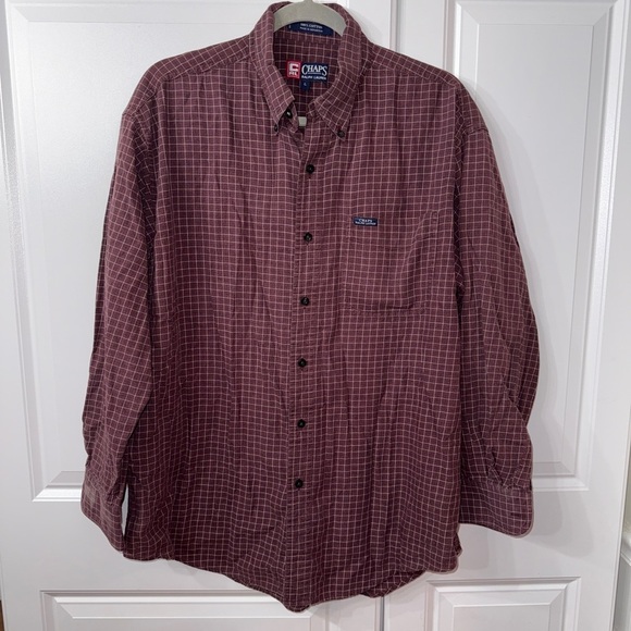 Vintage Chaps Ralph Lauren Plaid Button Up Long Sleeve Shirt Size Large 90s Y2K - Picture 2 of 6